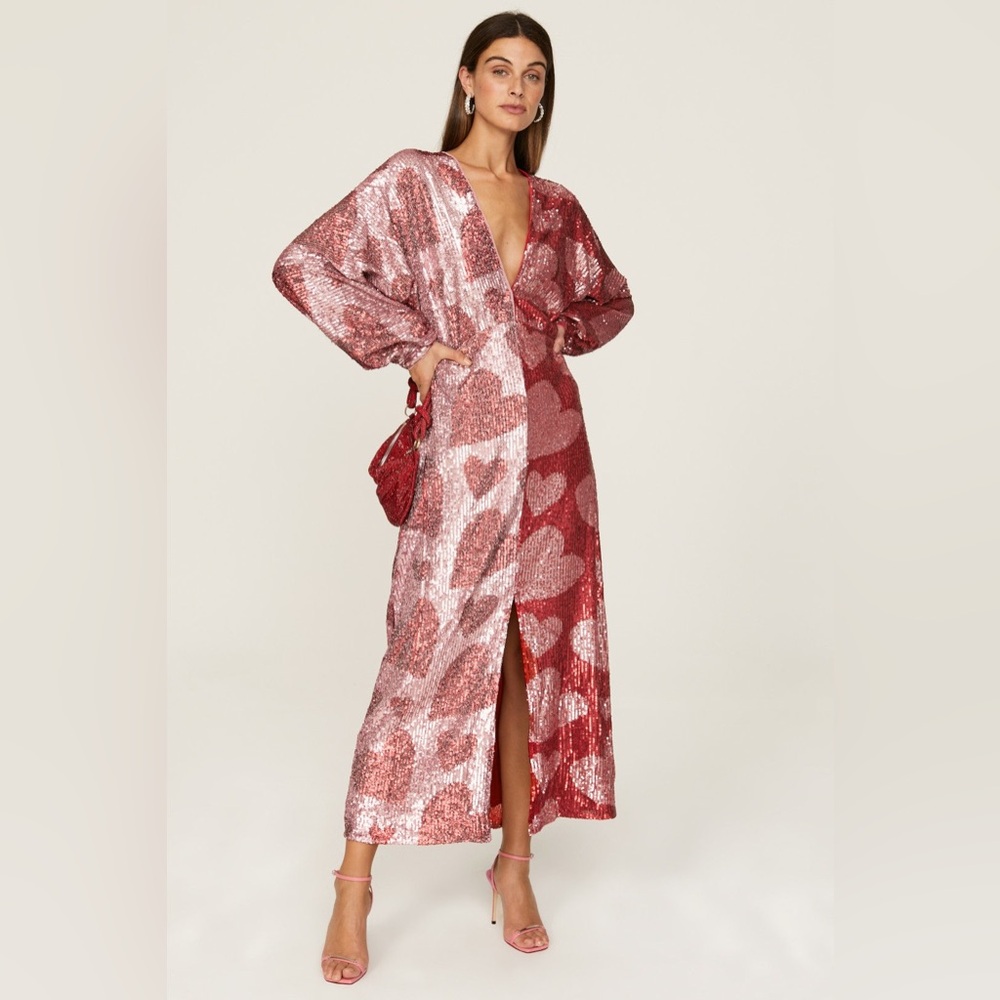 FARM Rio Pink Sequin Maxi Dress